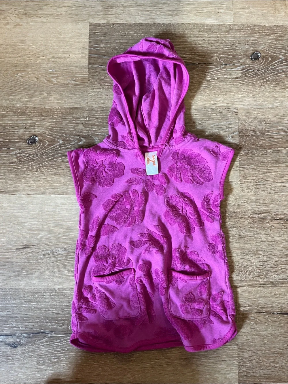 Cat & Jack Hot Pink Hooded Floral Terry One-Piece